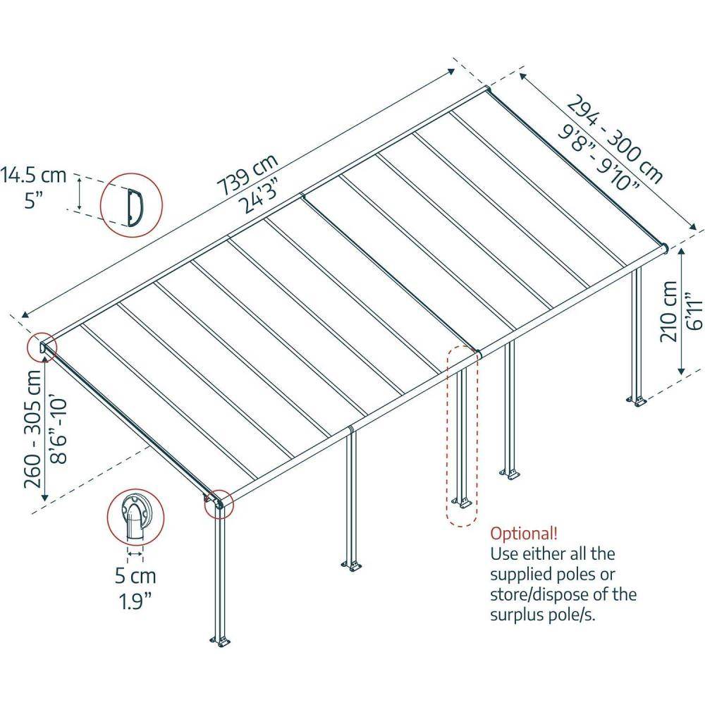 Canopia - Canopia Pergola Olympia 3X7,4 Grise - Imagen 3