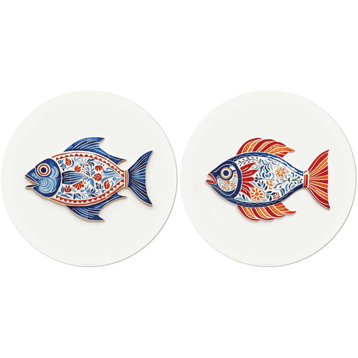 Set de table en vinyle 38 cm Fish Lot de 2 sets de table motifs assortis