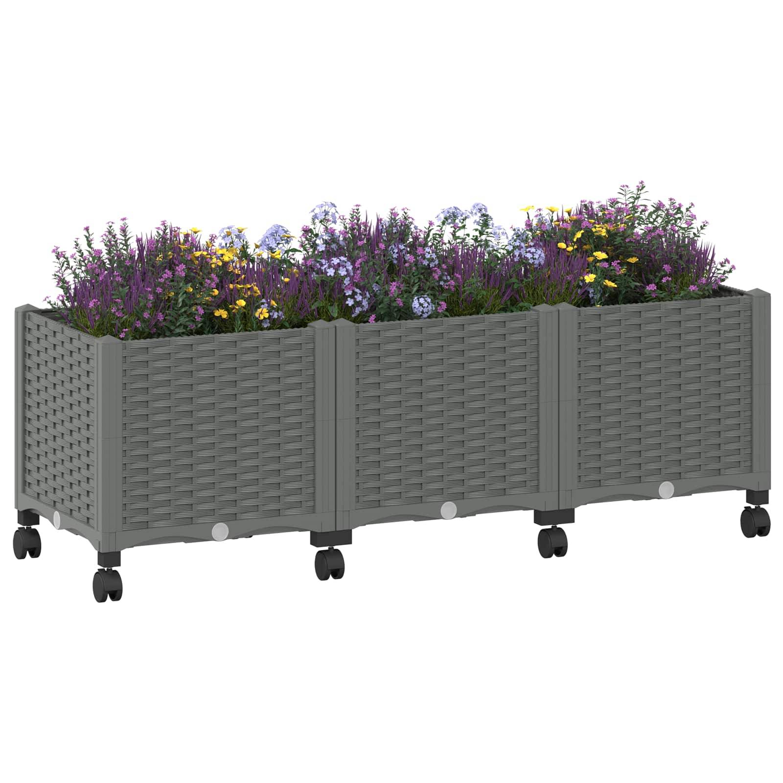 ComfortXL - Jardinière surélevée polypropylène terrasse grand volume avec roulettes gris clair - ComfortXL Outdoor Living - Image 3