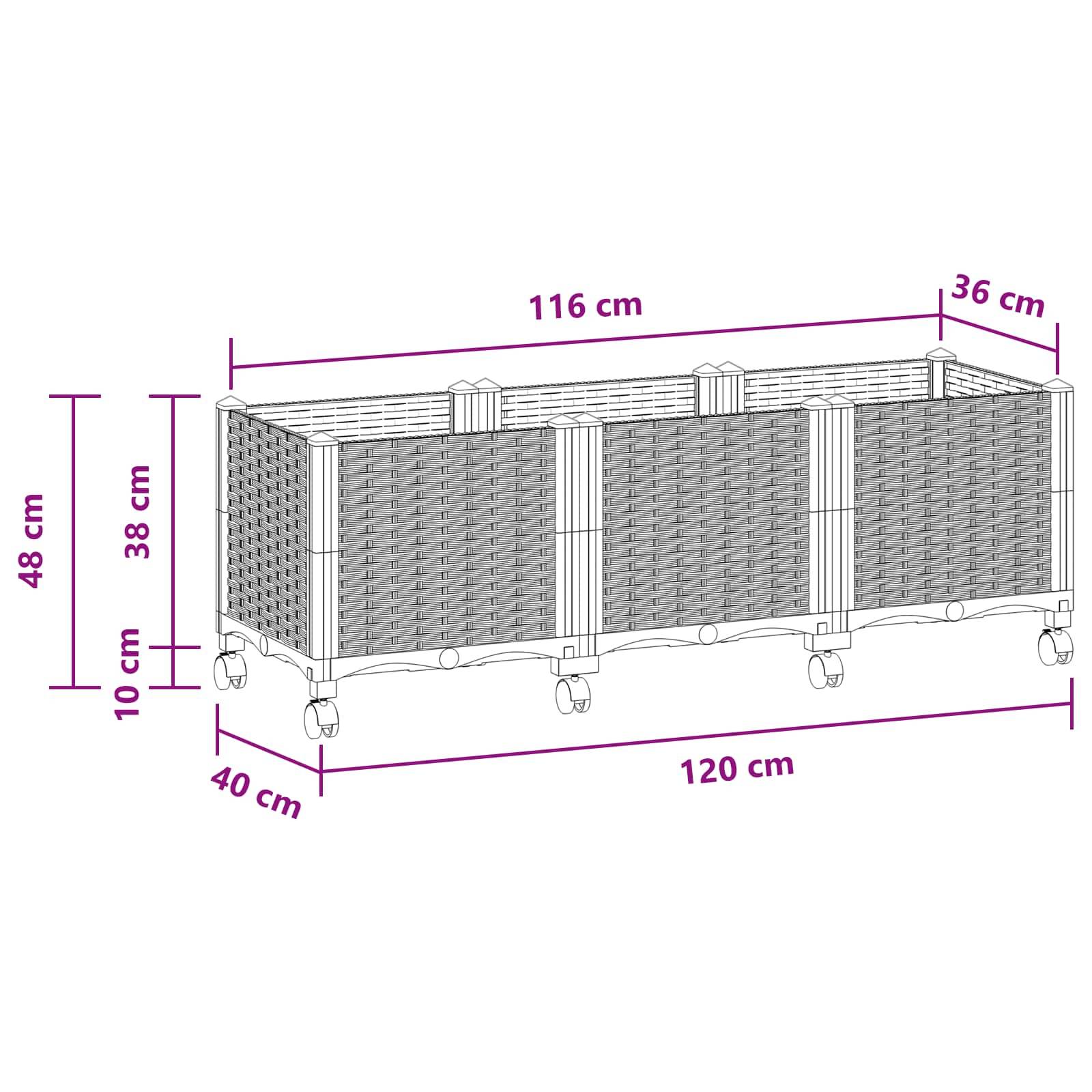 ComfortXL - Jardinière surélevée polypropylène terrasse grand volume avec roulettes gris clair - ComfortXL Outdoor Living - Image 8