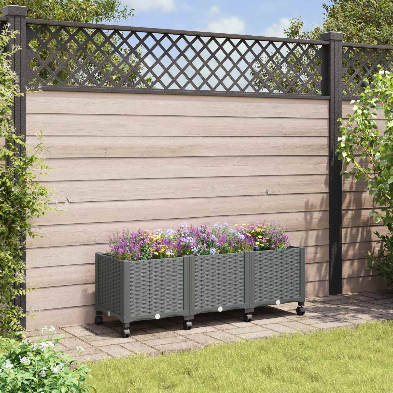 ComfortXL - Jardinière surélevée polypropylène terrasse grand volume avec roulettes gris clair - ComfortXL Outdoor Living - Image 1