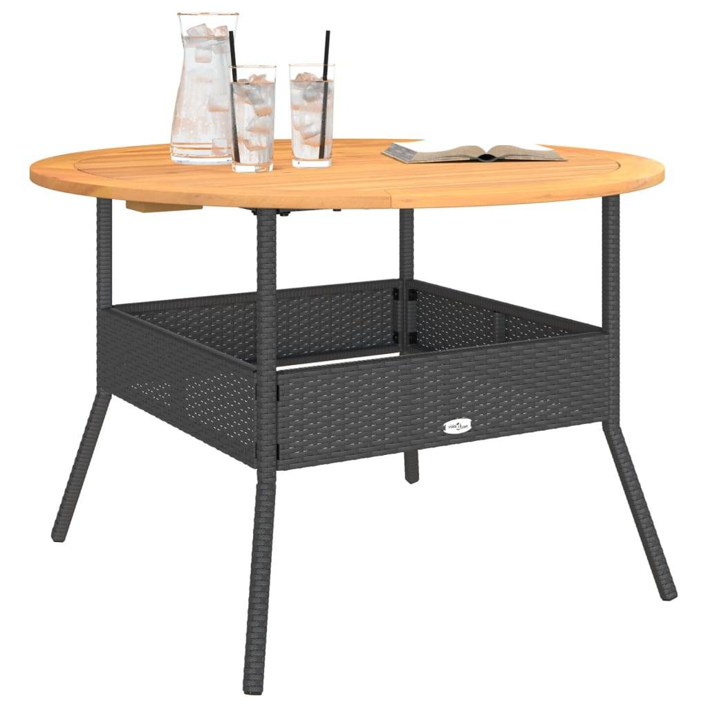 PANGIVO - Table de jardin en résine tressée noire avec dessus en bois d'acacia 110 x 71 cm - PANGIVO - Image 4