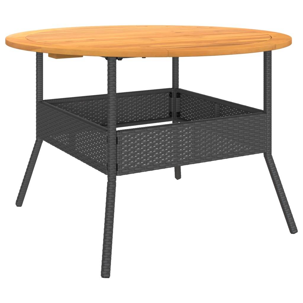 PANGIVO - Table de jardin en résine tressée noire avec dessus en bois d'acacia 110 x 71 cm - PANGIVO - Image 7