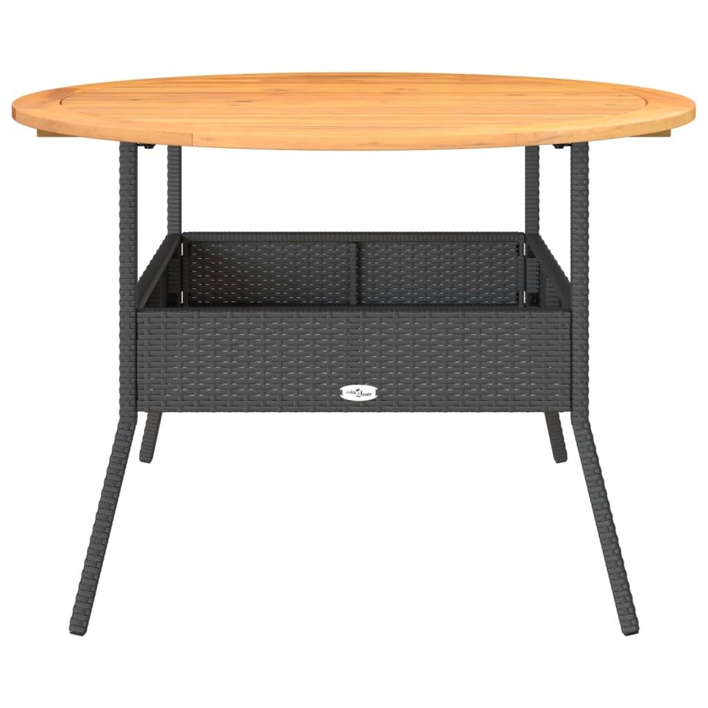 PANGIVO - Table de jardin en résine tressée noire avec dessus en bois d'acacia 110 x 71 cm - PANGIVO - Image 5