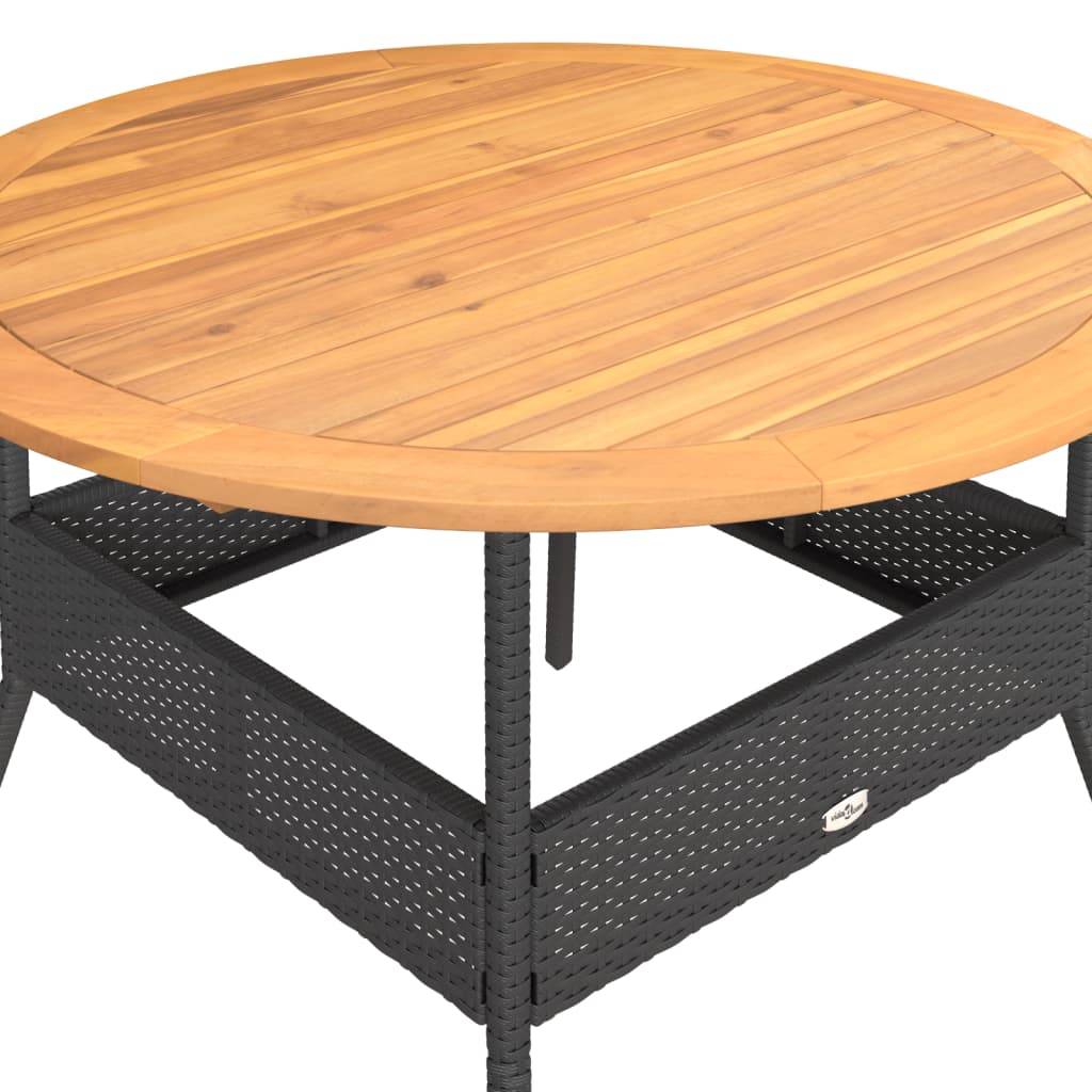 PANGIVO - Table de jardin en résine tressée noire avec dessus en bois d'acacia 110 x 71 cm - PANGIVO - Image 8