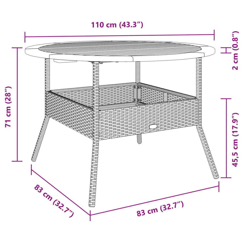 PANGIVO - Table de jardin en résine tressée noire avec dessus en bois d'acacia 110 x 71 cm - PANGIVO - Image 10
