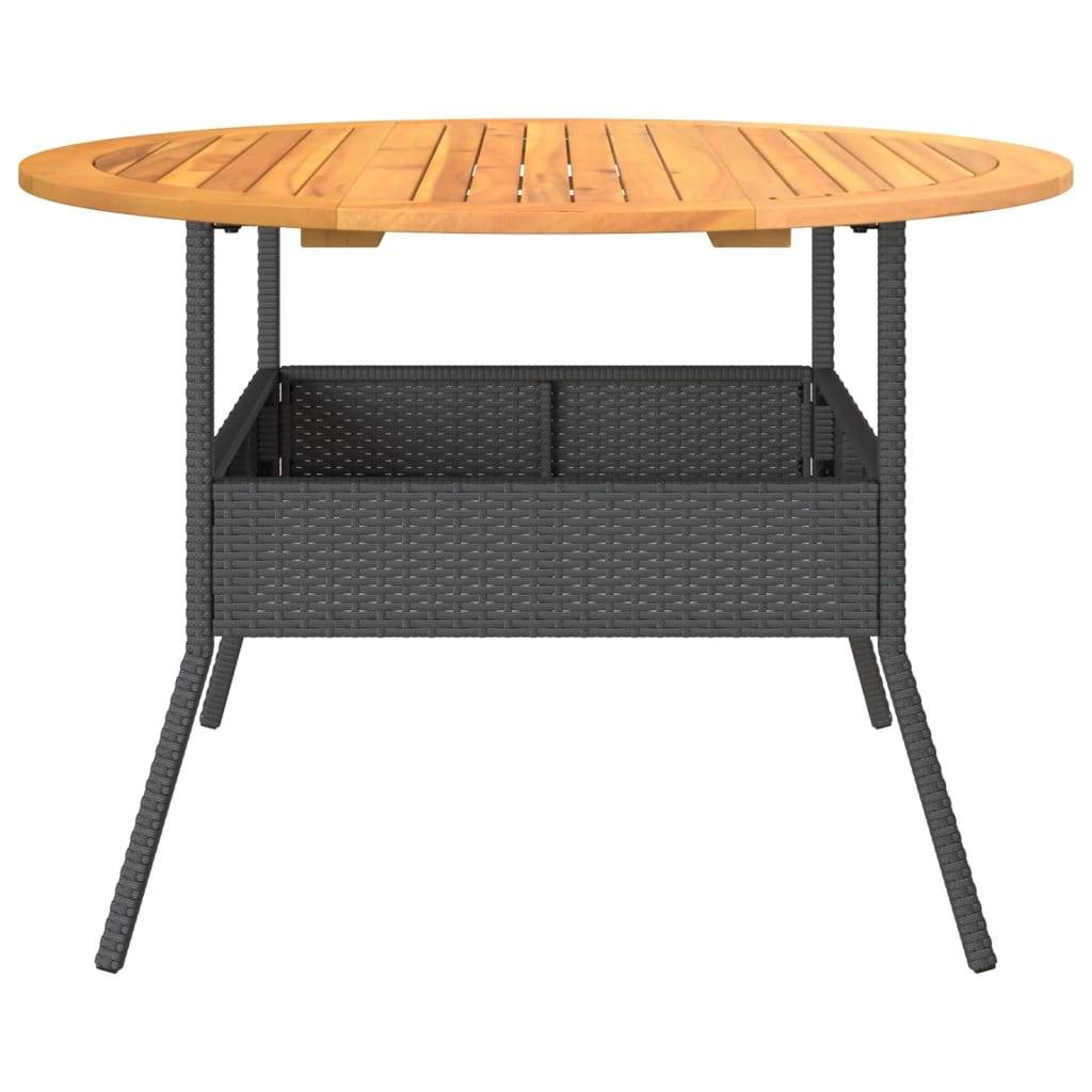 PANGIVO - Table de jardin en résine tressée noire avec dessus en bois d'acacia 110 x 71 cm - PANGIVO - Image 6