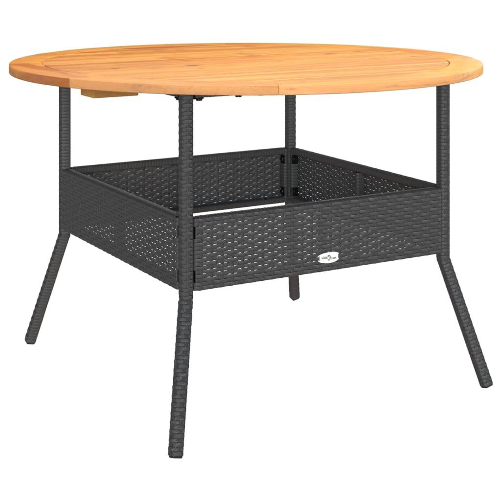 PANGIVO - Table de jardin en résine tressée noire avec dessus en bois d'acacia 110 x 71 cm - PANGIVO - Image 2