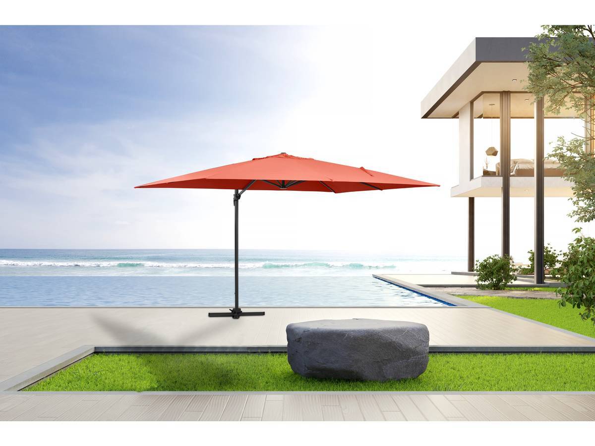 Habitat Et Jardin - Parasol Jardin Déporté Alu "sun 4" - Rectangle- 3 X 4 M - Rouge + Housse De Protection -habitat Et Jardin - Imagen 2