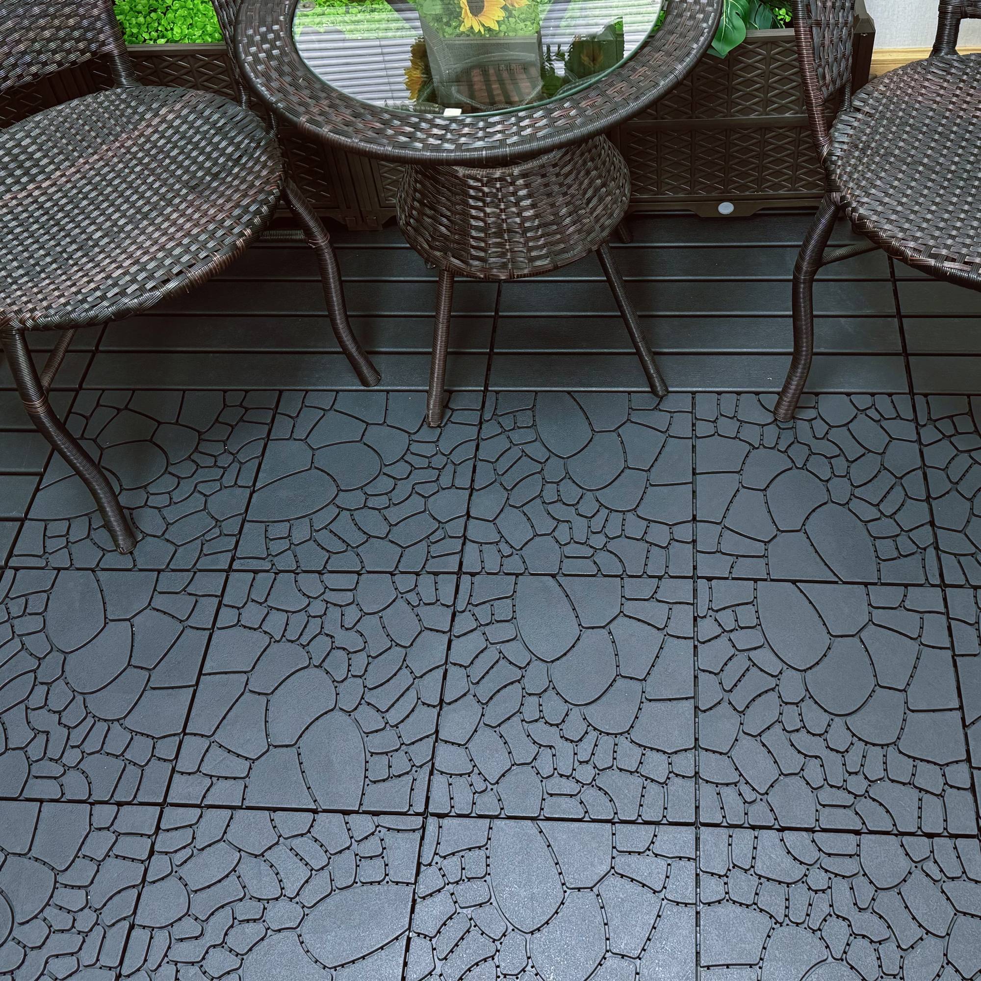 Dalles Terrasse Clipsables Polypropylène Jardin Balcon Aspect Pierre 30x30cm Gris 44pcs - ComfortXL Outdoor Living - Image 7