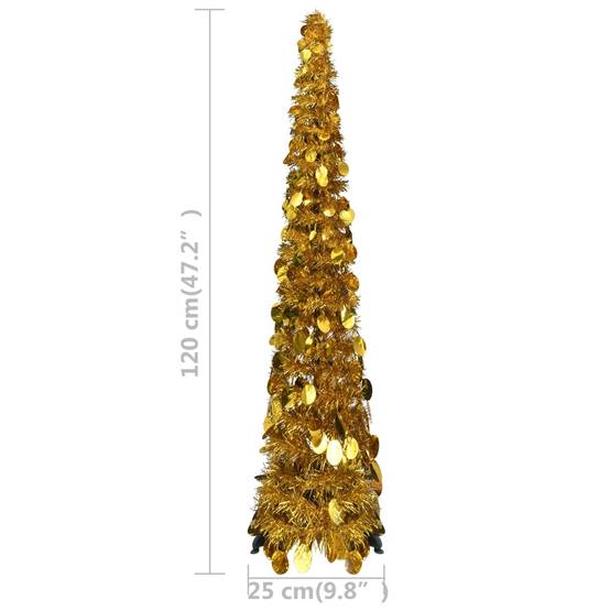 Sapin de Noël Pop-Up Pliable Décoration Rapide pour Fêtes Doré 120 cm – ComfortXL Outdoor Living - Image 5