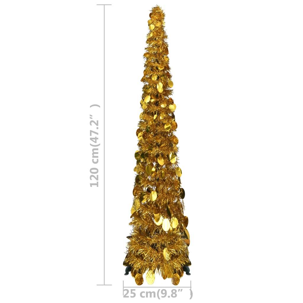 Sapin de Noël Pop-Up Pliable Décoration Rapide pour Fêtes Doré 120 cm – ComfortXL Outdoor Living - Image 5