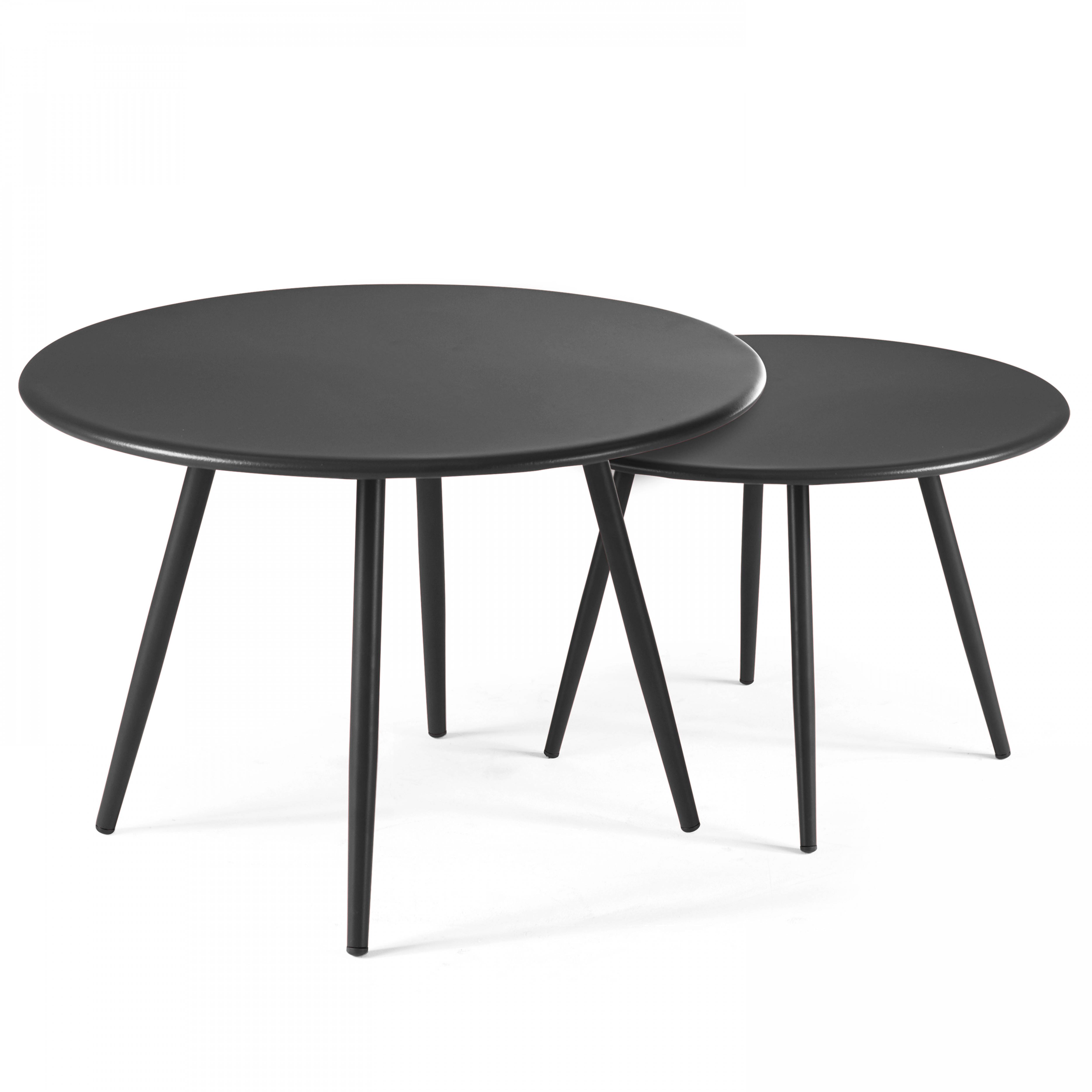 Oviala - Table basse de jardin ronde en métal gris anthracite 50 cm Palavas - Oviala - Imagen 6