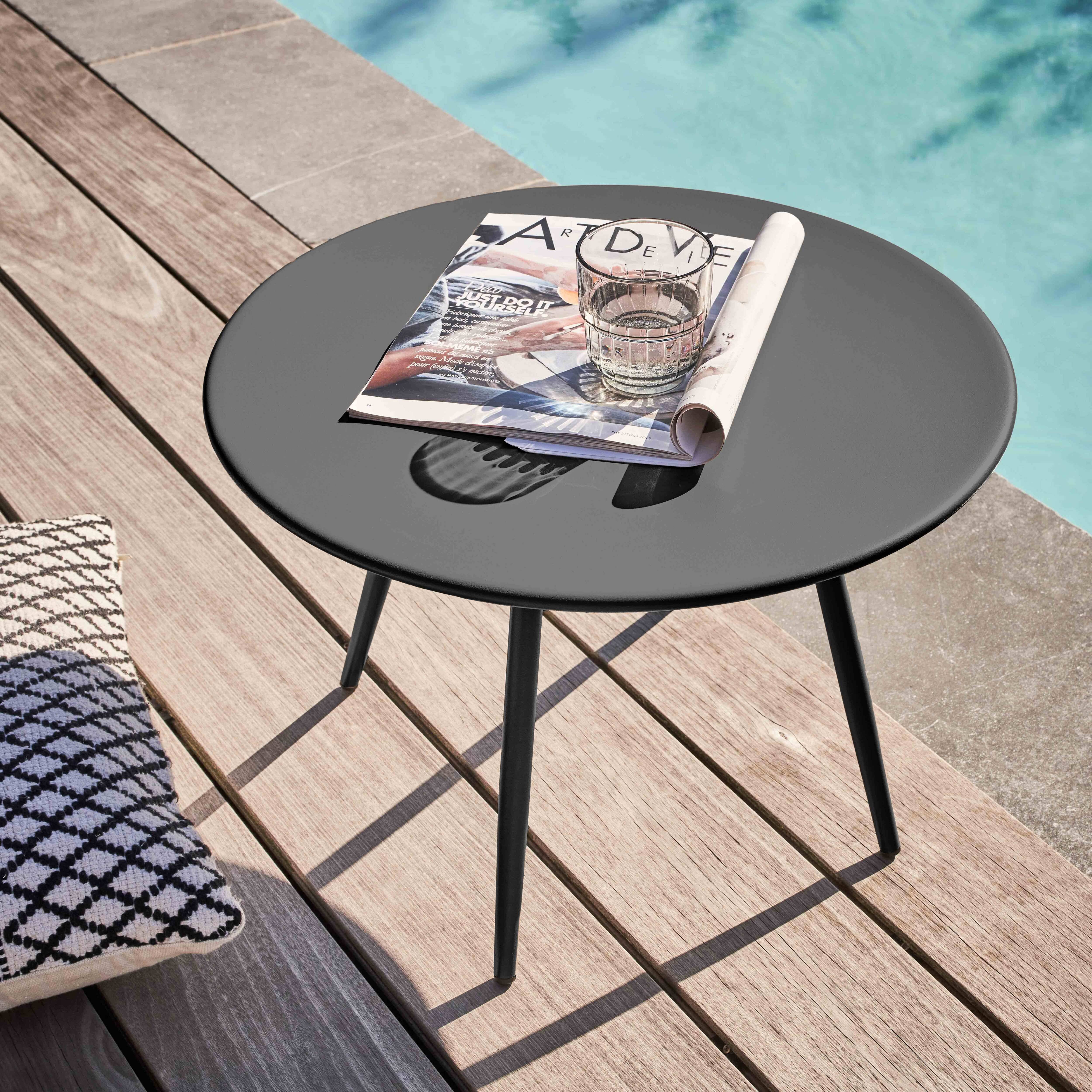 Oviala - Table basse de jardin ronde en métal gris anthracite 50 cm Palavas - Oviala - Imagen 2