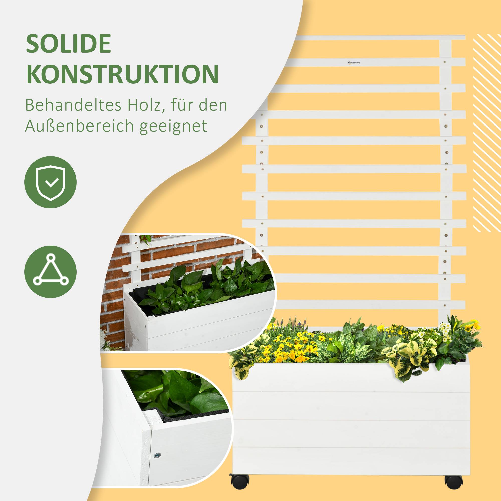 Jardinière avec treillis bois blanc 76 x 30 x 155 cm - PANGIVO - Image 10