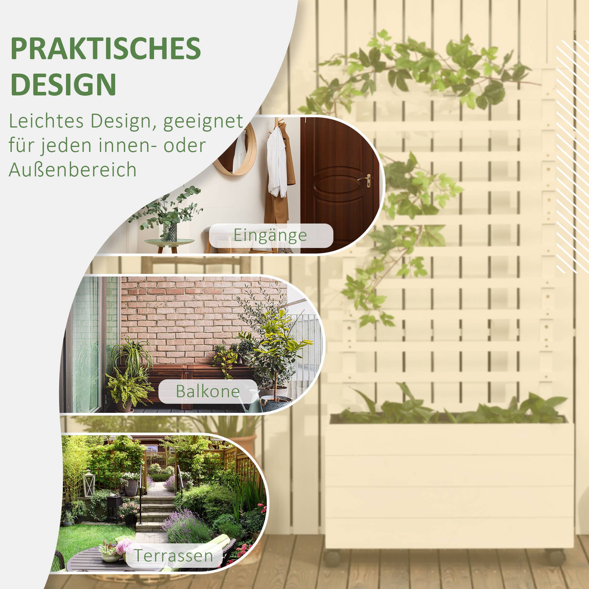 Jardinière avec treillis bois blanc 76 x 30 x 155 cm - PANGIVO - Image 6