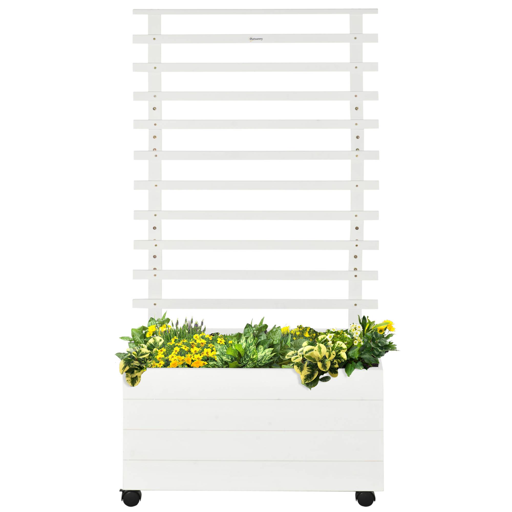 Jardinière avec treillis bois blanc 76 x 30 x 155 cm - PANGIVO - Image 2