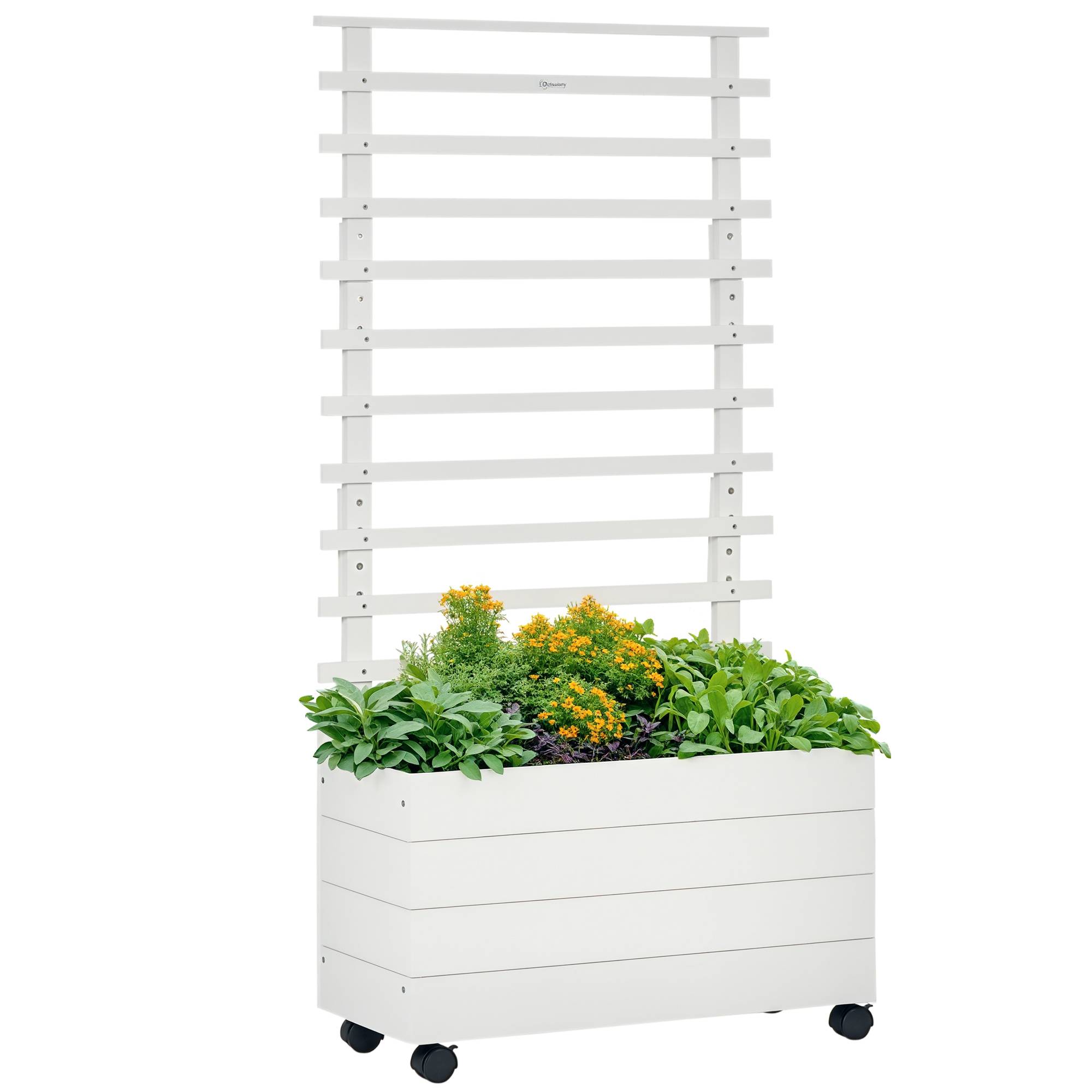 Jardinière avec treillis bois blanc 76 x 30 x 155 cm - PANGIVO - Image 1