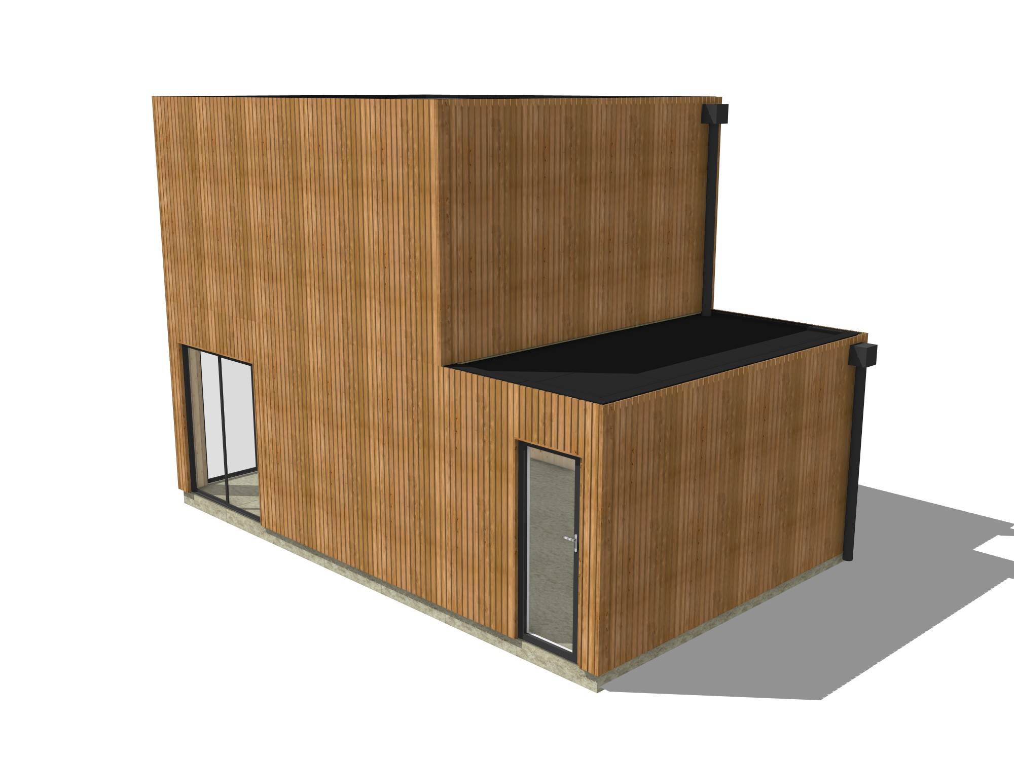 Studio de jardin RE2020 en bois 7,7 x 4,6 x 2,7 m / isolation RE2020 avec mezzanine et terrasse - Image 2