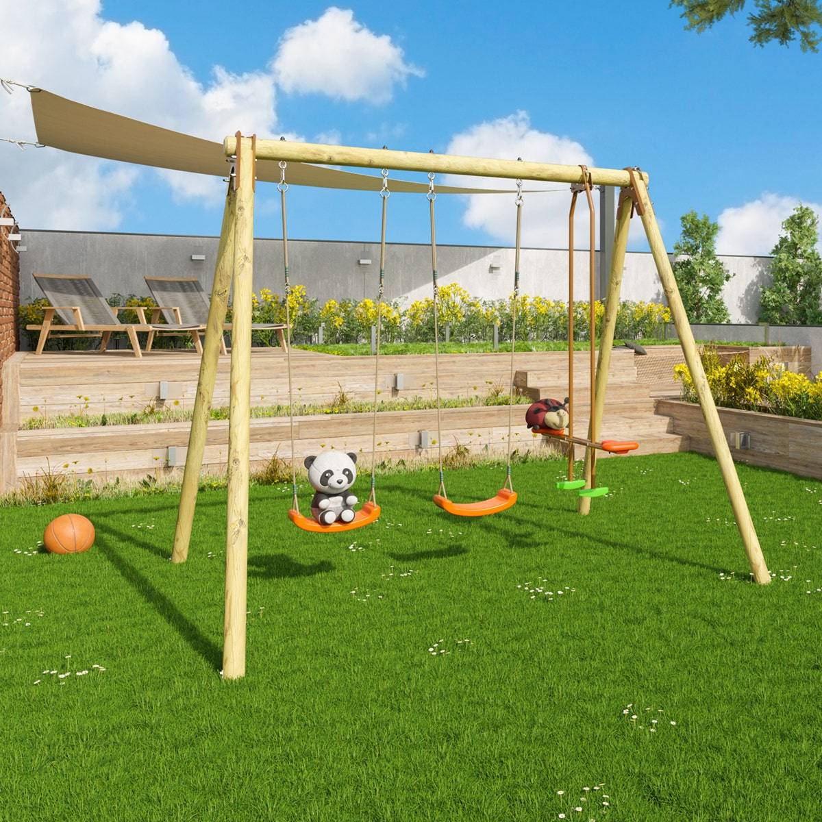 Trigano Jardin - Portique bois Artix Darifou 2,30 m 4 enfants - Image 8