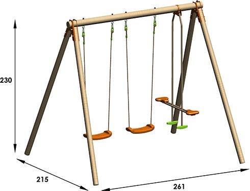 Trigano Jardin - Portique bois Artix Darifou 2,30 m 4 enfants - Image 3