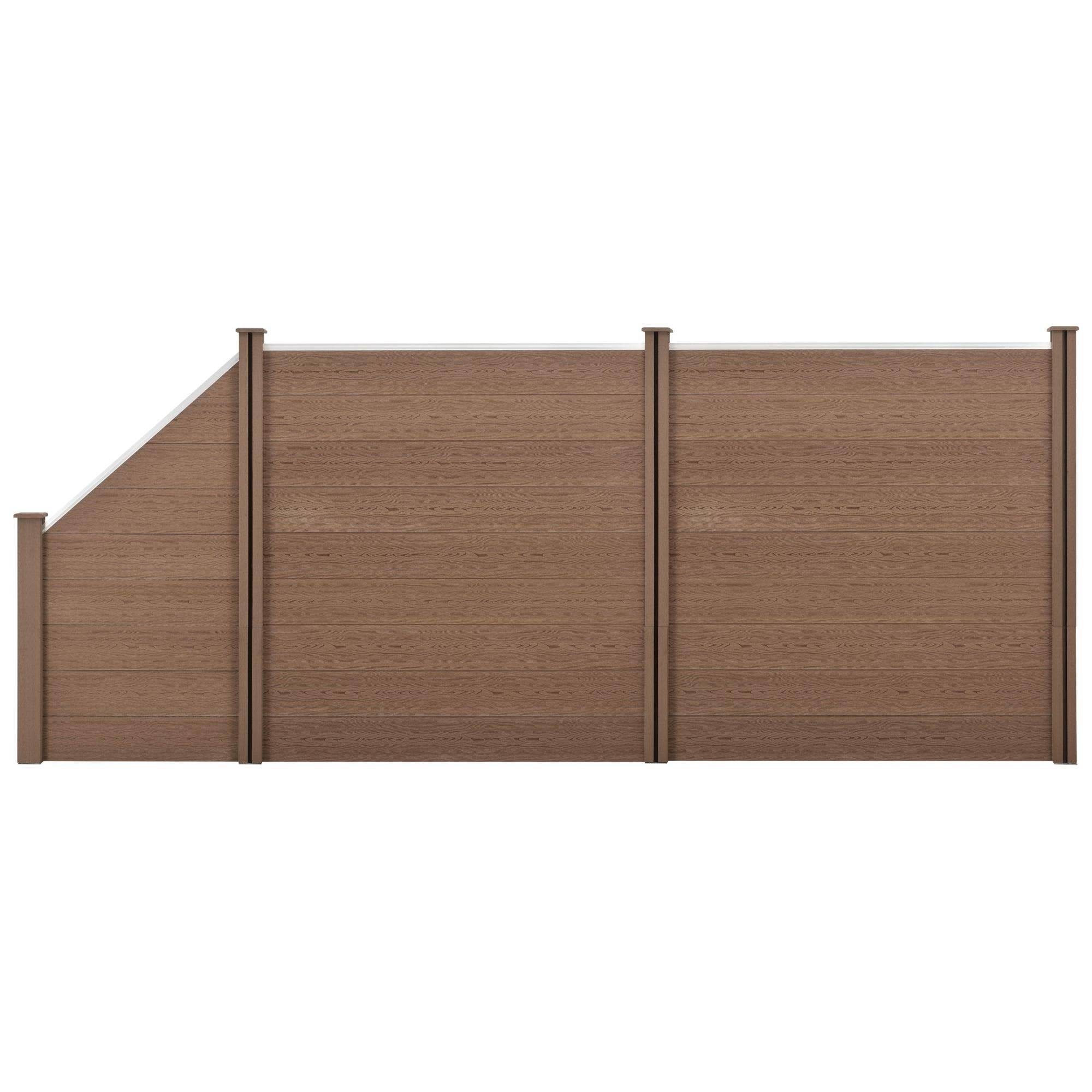 Helloshop26 - Clôture brise vue brise vent bois composite (WPC) quadratique et oblique brun 183 x 451 cm - Imagen 1