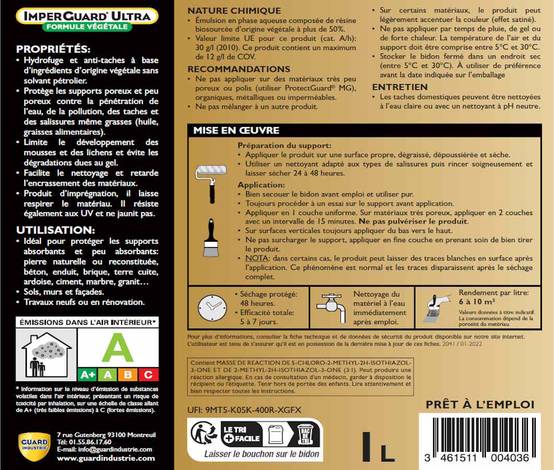 ImperGuard Ultra Formule Végétale Imperméabilisant Super Antitache Incolore Toute Pierre 1L 10m2 - Image 5