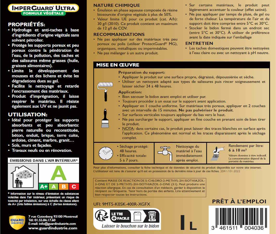 ImperGuard Ultra Formule Végétale Imperméabilisant Super Antitache Incolore Toute Pierre 1L 10m2 - Image 5