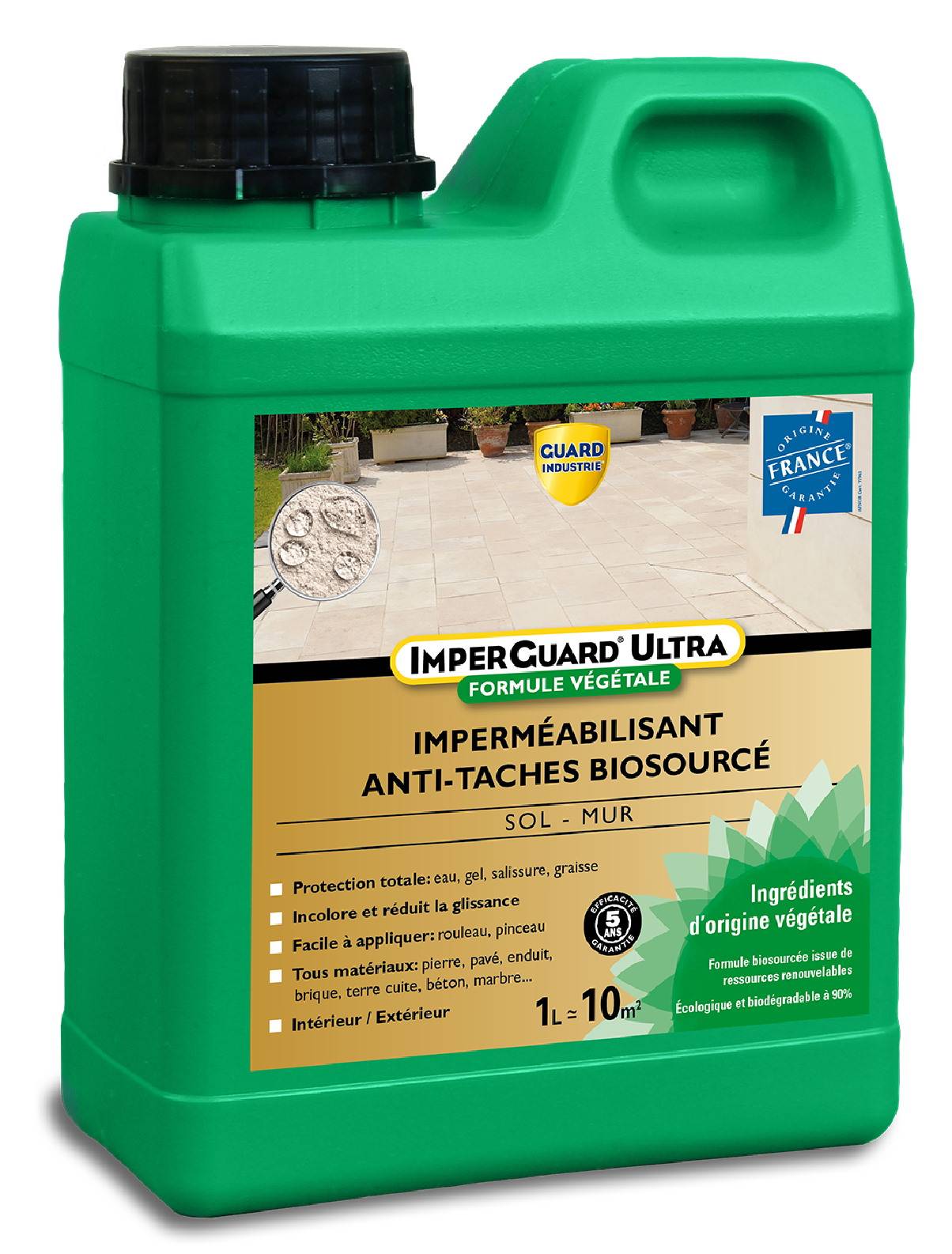 ImperGuard Ultra Formule Végétale Imperméabilisant Super Antitache Incolore Toute Pierre 1L 10m2 - Image 1