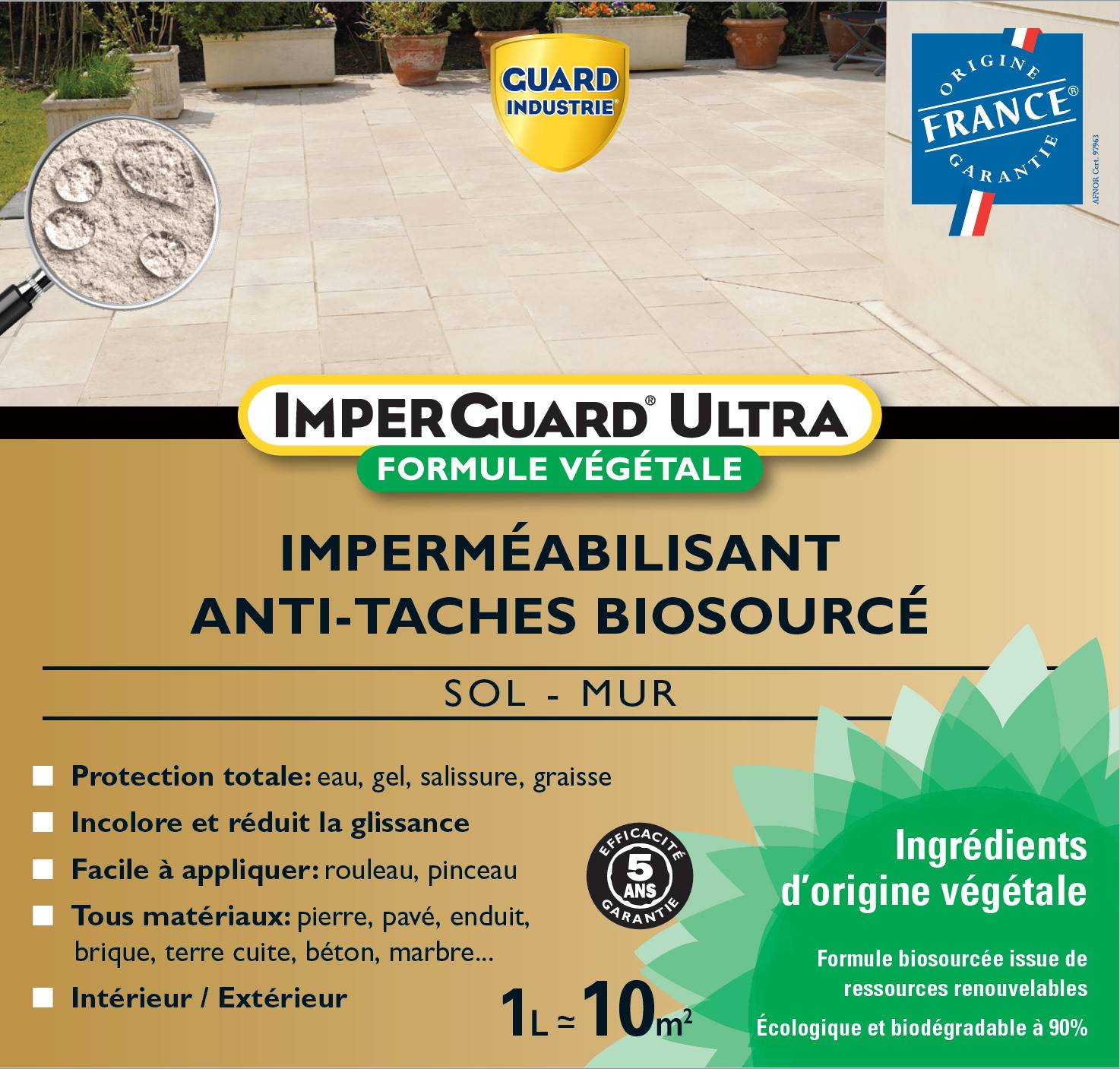 ImperGuard Ultra Formule Végétale Imperméabilisant Super Antitache Incolore Toute Pierre 1L 10m2 - Image 4
