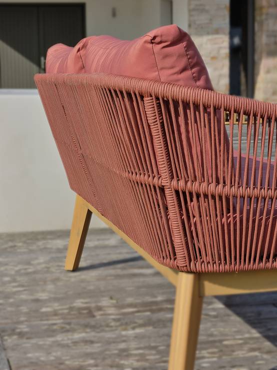 Dcb Garden - Salon de jardin bas 5 pl en bois d' et corde tissée - Marron - BAHIA - Image 3