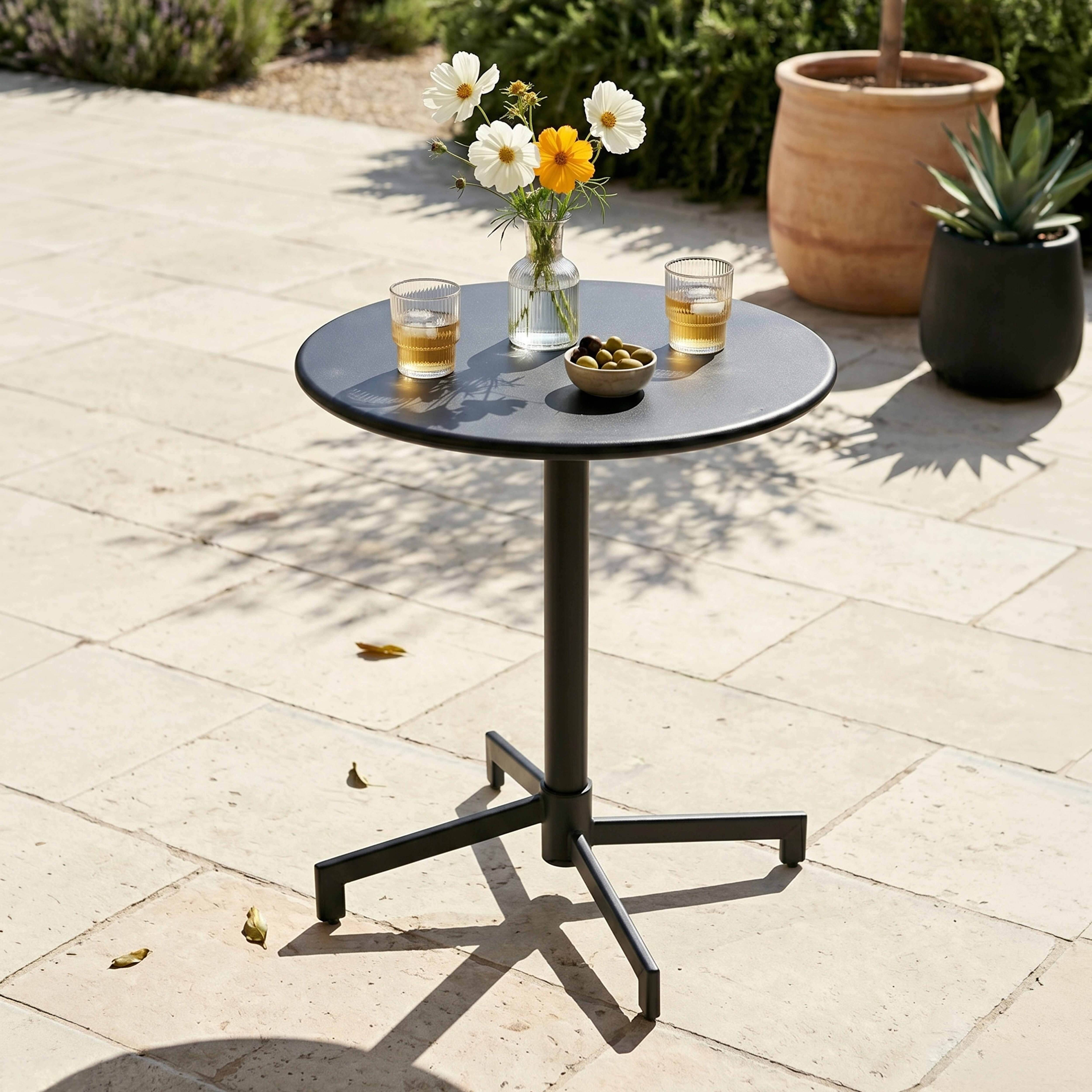 Oviala - Table de jardin ronde bistrot avec plateau rabattable 70 cm anthracite Palavas - Oviala - Image 2