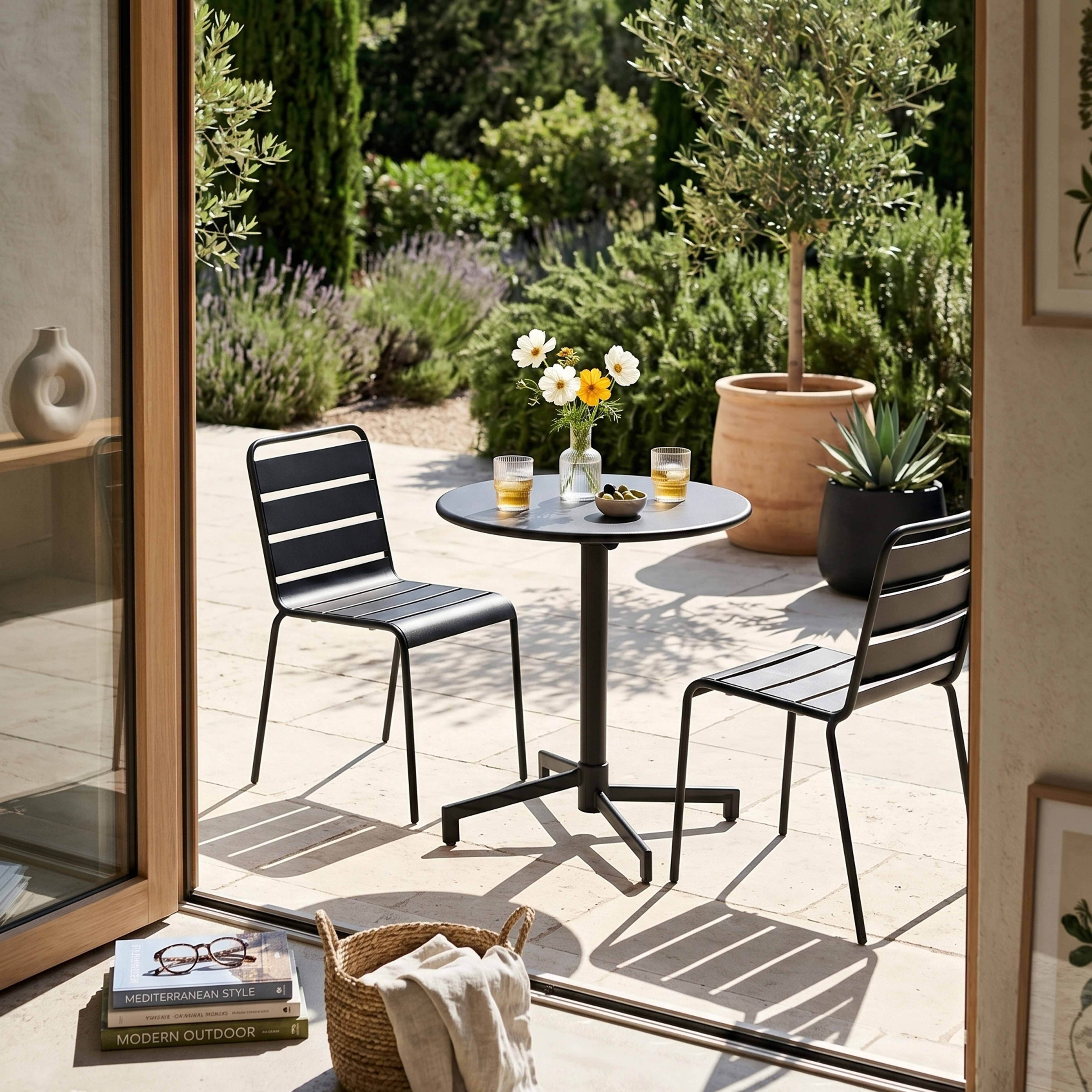 Oviala - Table de jardin ronde bistrot avec plateau rabattable 70 cm anthracite Palavas - Oviala - Image 4