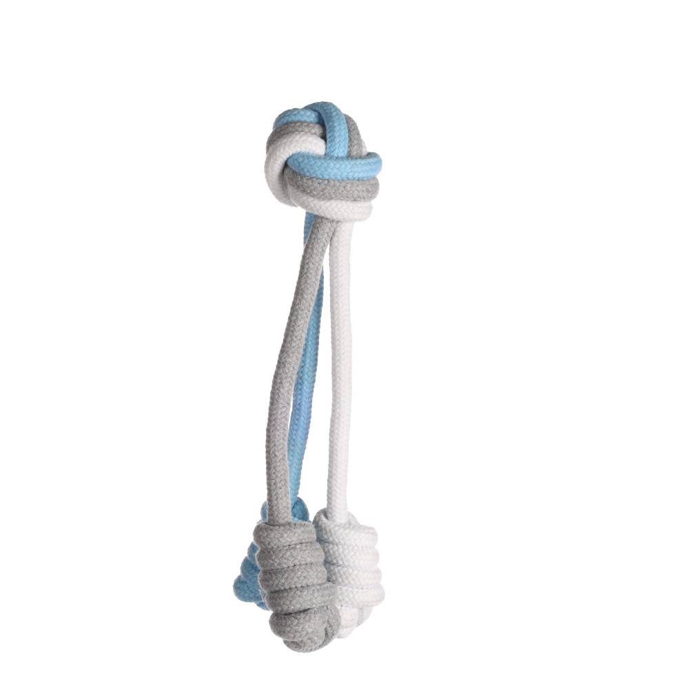 Jouet 3 cordes avec balle nouée ø 5 cm x 22 cm pour chien - Image 1