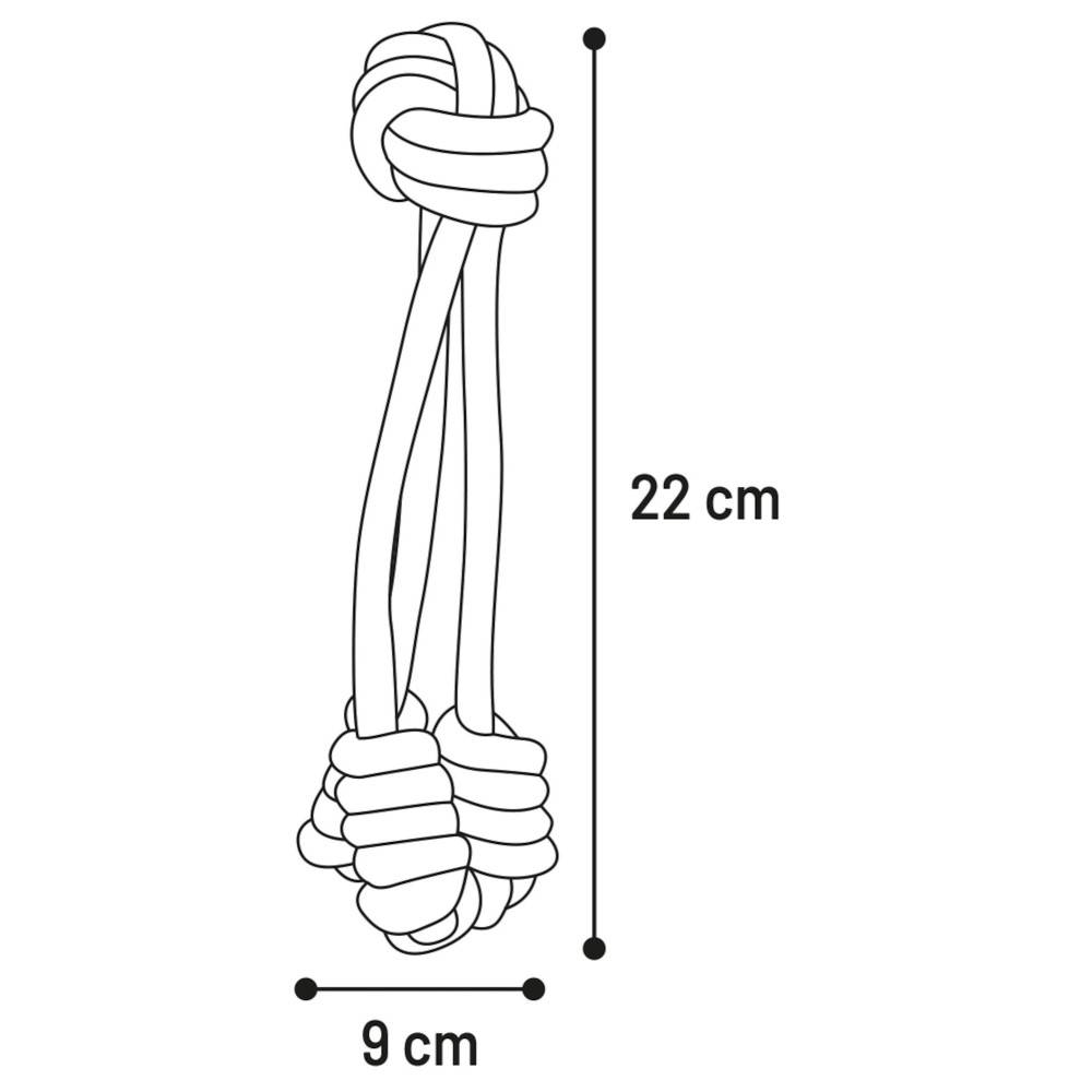 Jouet 3 cordes avec balle nouée ø 5 cm x 22 cm pour chien - Image 2
