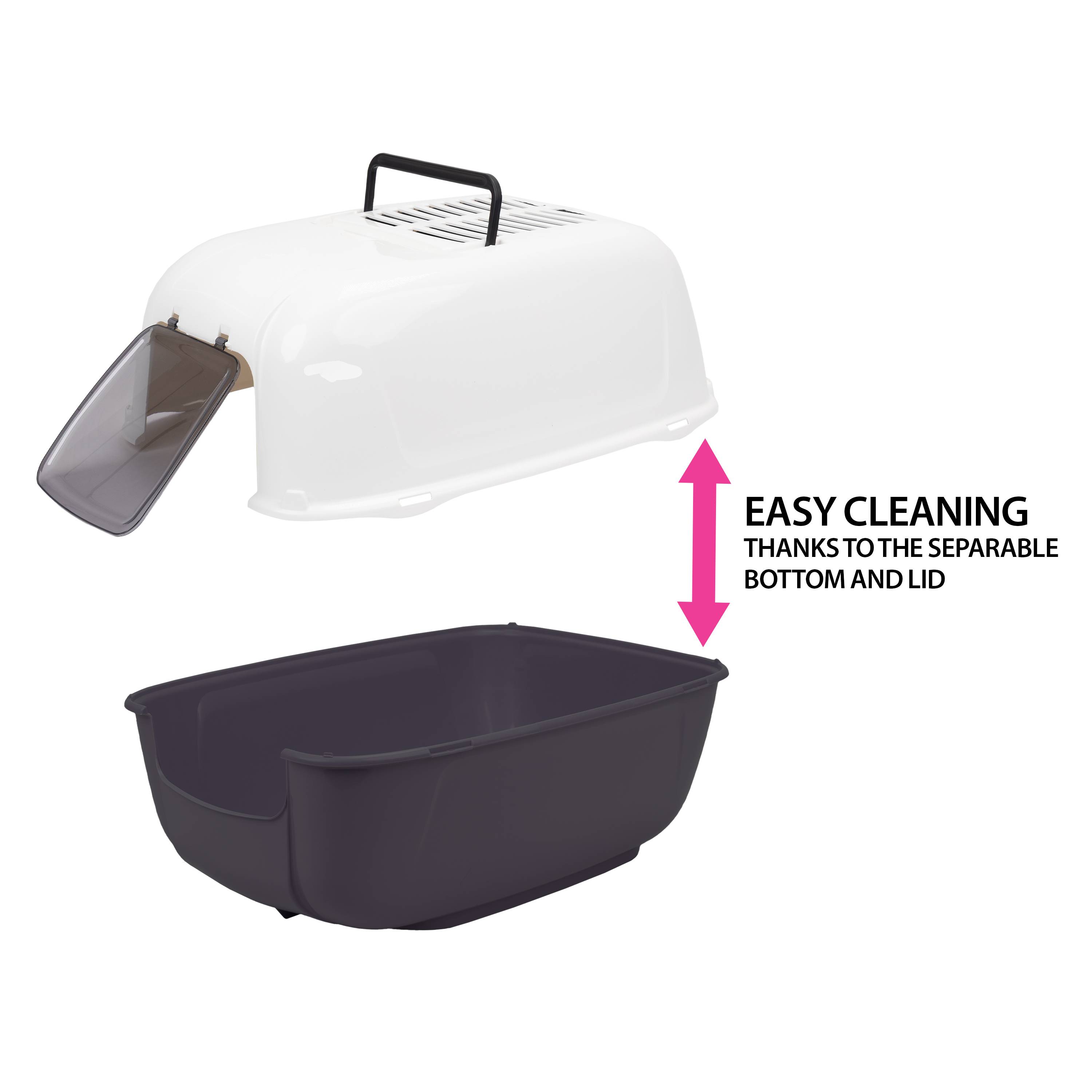 Ferplast - Ferplast Bac Litiere pour Chat, Maison de toilette pour Chat, 2 filtres à charbon actif anti-odeur inclus, Porte battante obscurcie, 39,5 x 52,5 x h - Imagen 6