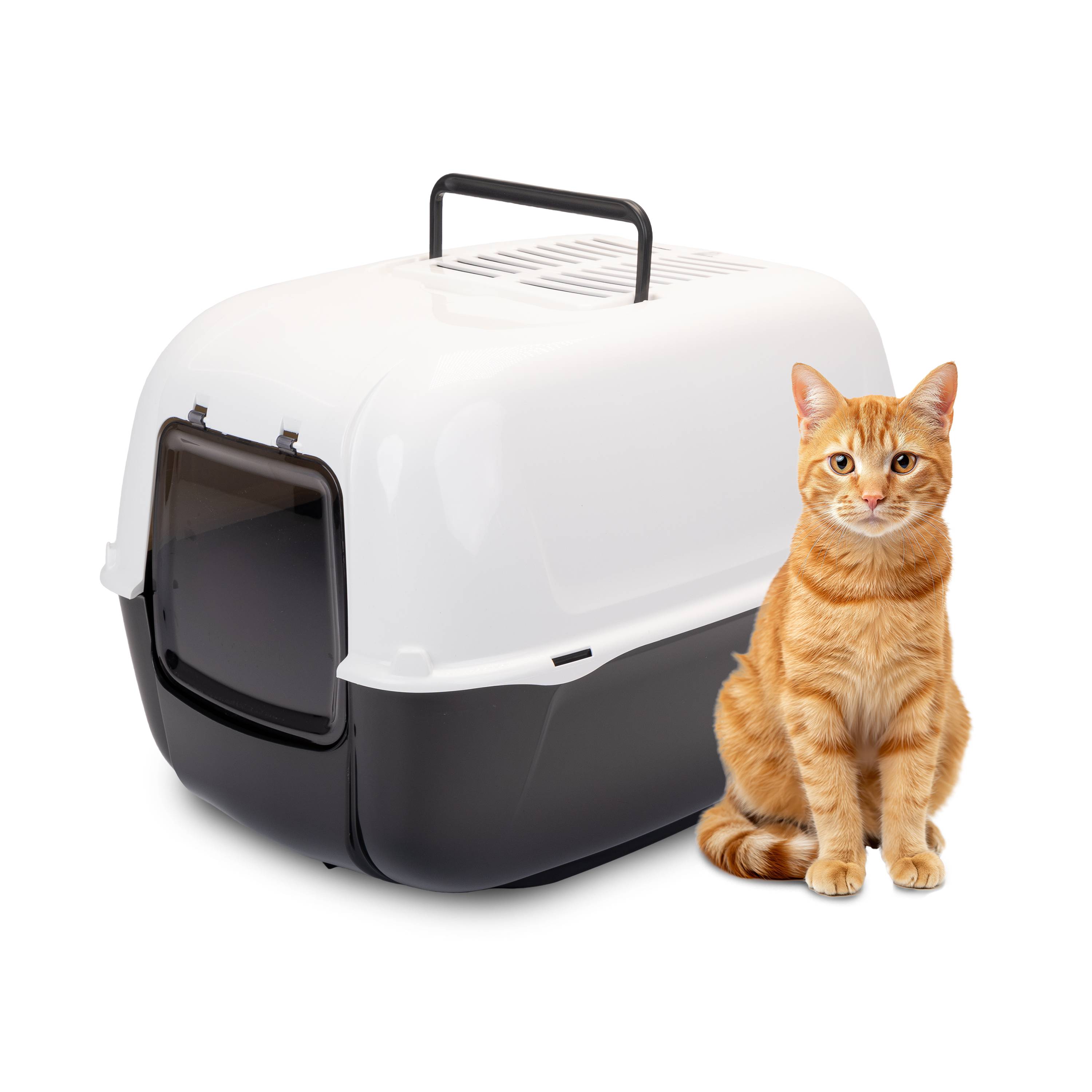 Ferplast - Ferplast Bac Litiere pour Chat, Maison de toilette pour Chat, 2 filtres à charbon actif anti-odeur inclus, Porte battante obscurcie, 39,5 x 52,5 x h - Imagen 4
