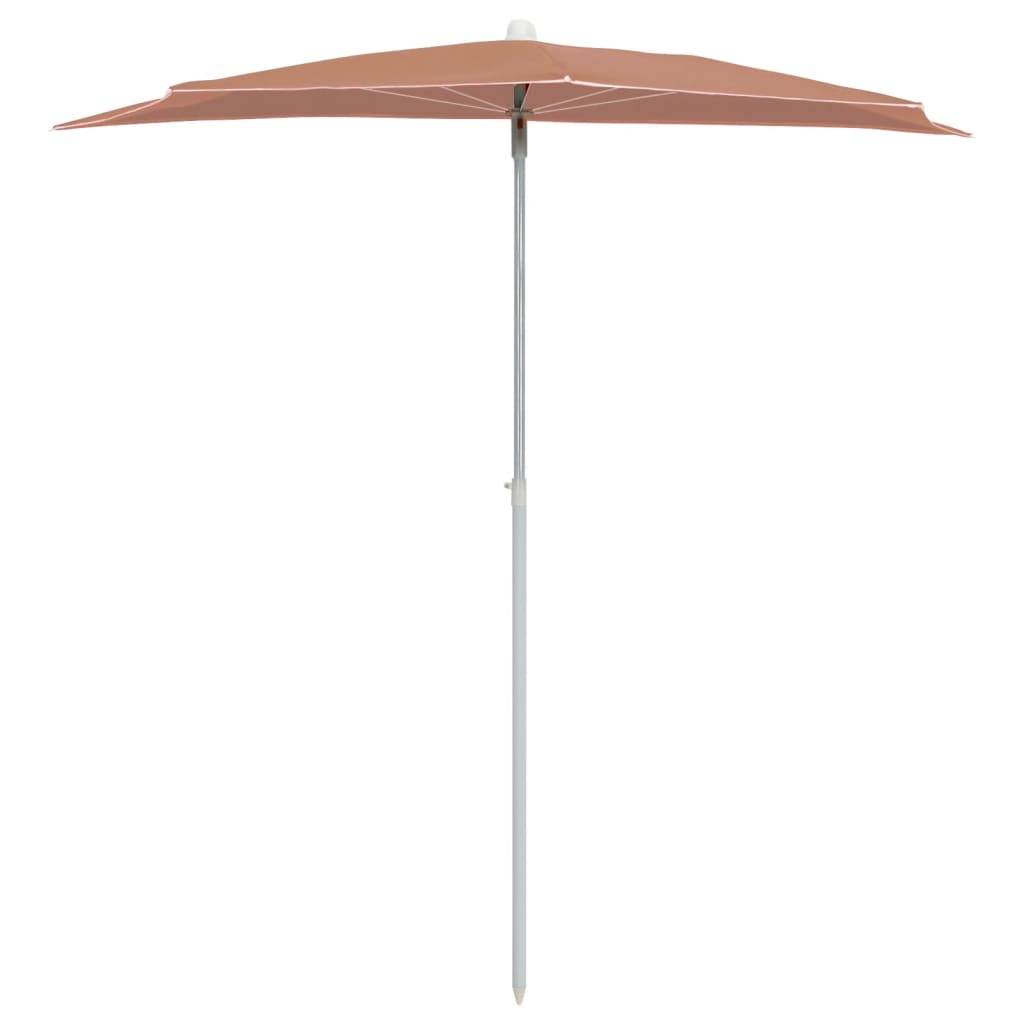 PANGIVO - Demi-parasol de jardin polyester acier terre cuite 180 x 90 x 195 cm - PANGIVO - Image 3