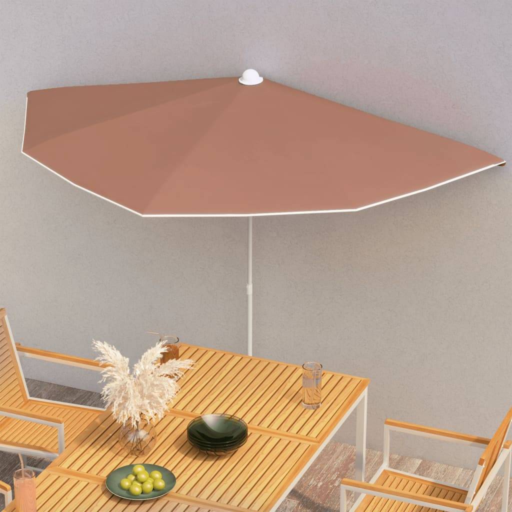 PANGIVO - Demi-parasol de jardin polyester acier terre cuite 180 x 90 x 195 cm - PANGIVO - Image 1