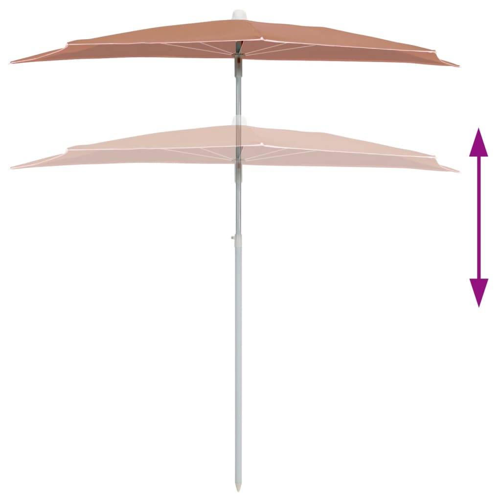 PANGIVO - Demi-parasol de jardin polyester acier terre cuite 180 x 90 x 195 cm - PANGIVO - Image 4