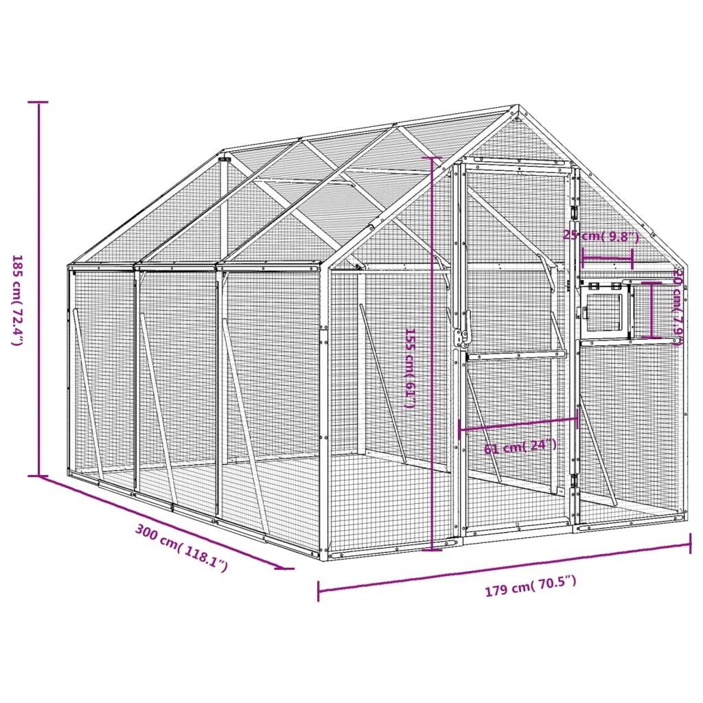 Cage Oiseaux Aluminium Longue Résistante Argent 179x300x185cm - ComfortXL Outdoor Living - Image 7