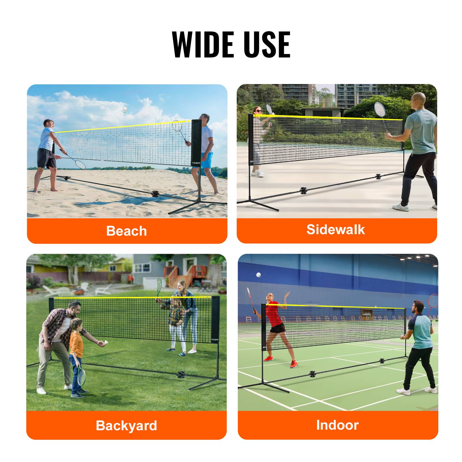 VEVOR Filet badminton volley-ball pickleball 510 cm, poteaux, hauteur réglable. Sac transport. - Image 6