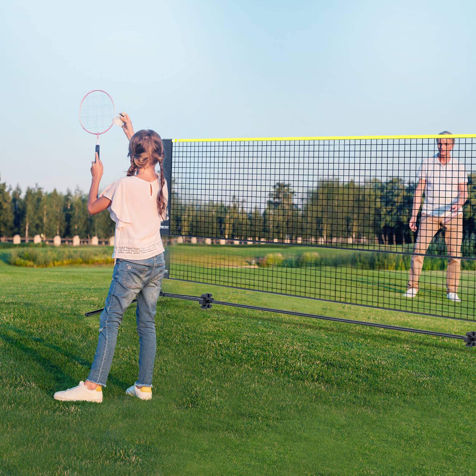 VEVOR Filet badminton volley-ball pickleball 510 cm, poteaux, hauteur réglable. Sac transport. - Image 8