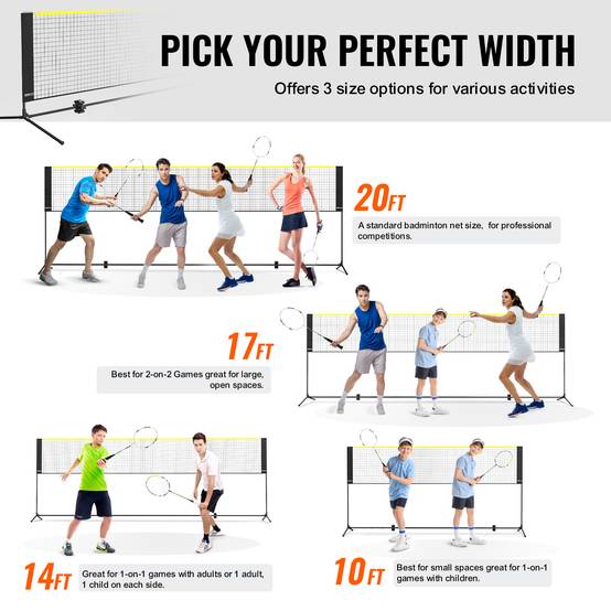 VEVOR Filet badminton volley-ball pickleball 510 cm, poteaux, hauteur réglable. Sac transport. - Image 3