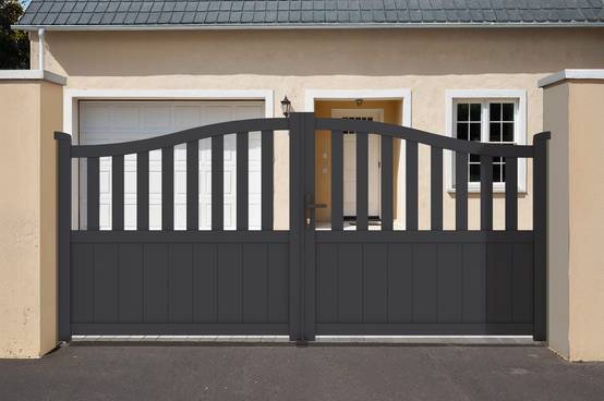 Casanoov Portail battant 3 m MEIJE H.140 cm aluminium gris - Image 1