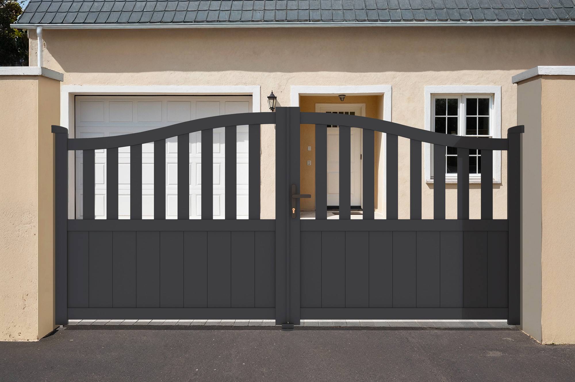 Casanoov Portail battant 3 m MEIJE H.140 cm aluminium gris - Image 1