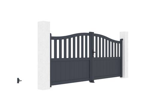 Casanoov Portail battant 3 m MEIJE H.140 cm aluminium gris - Image 4