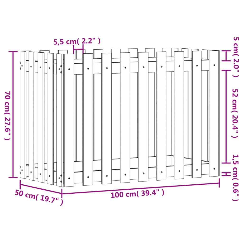 Jardinière | Lit surélevé de jardin design de clôture 100x50x70cm pin massif - Image 9