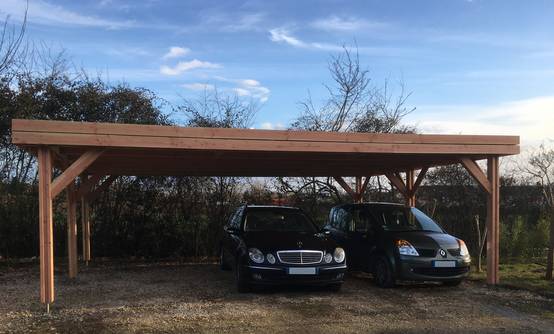 Carport toit plat Bois DOUGLAS Français(Auvent-Abri voiture) avec couverture en acier laqué - Image 4