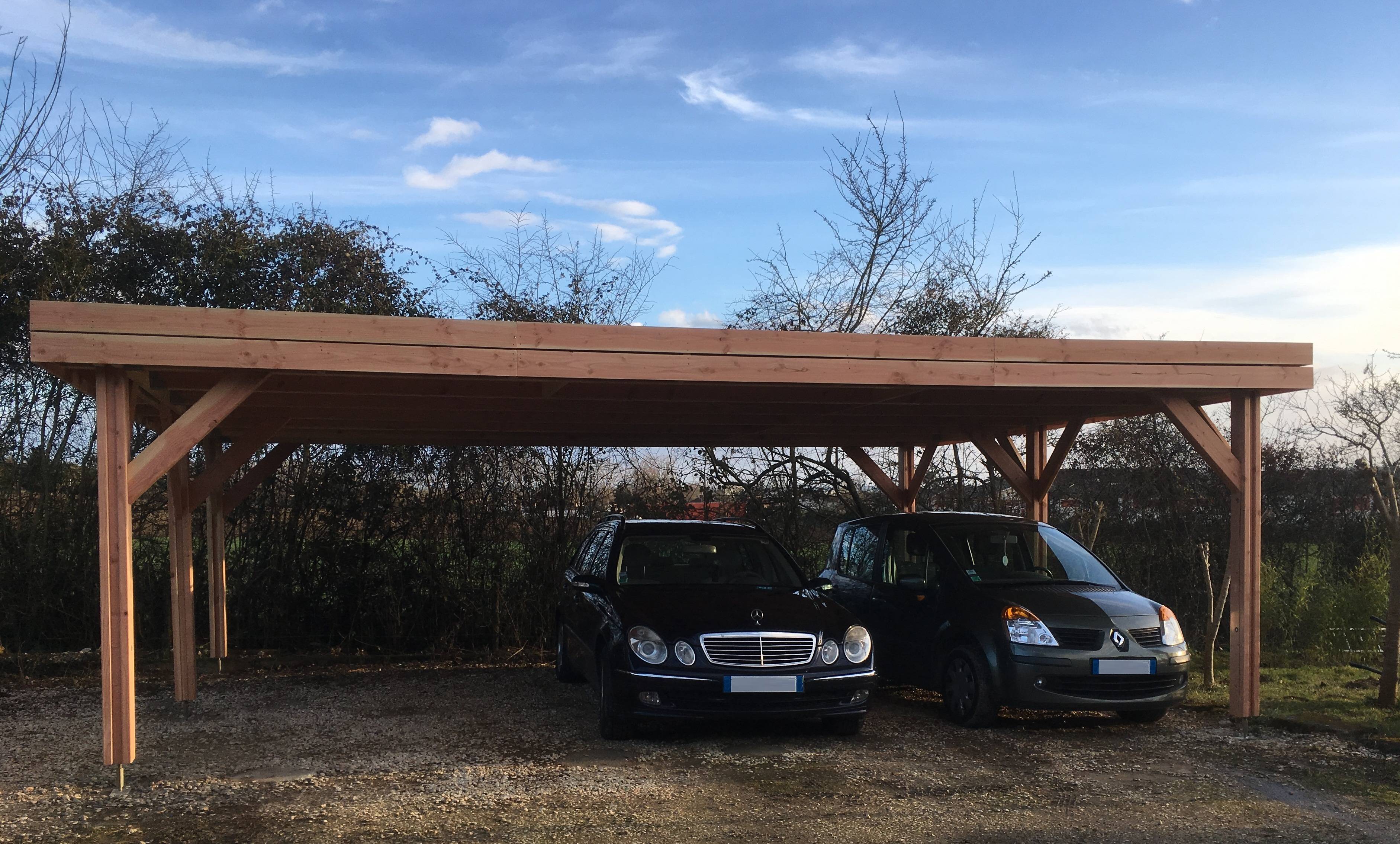 Carport toit plat Bois DOUGLAS Français(Auvent-Abri voiture) avec couverture en acier laqué - Image 4